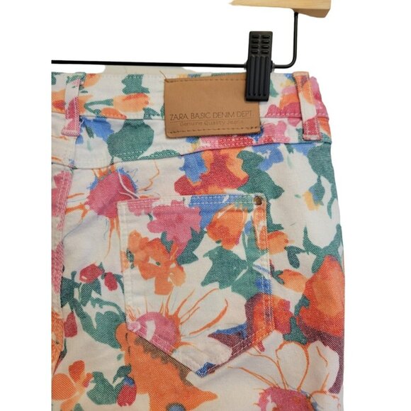 Zara Multicolor Flloral Mid-Rise Skinny Jeans 6 Pants - Picture 4 of 8